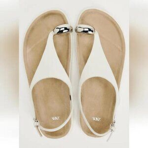 ZARA EMBELLISHED METALLIC LEATHER SANDALS